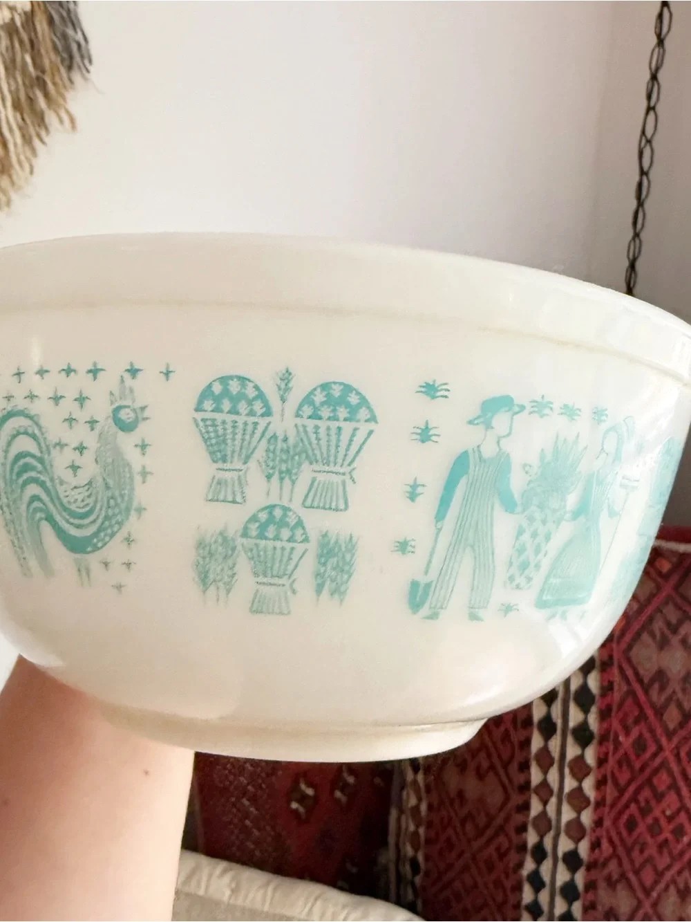 Vintage Pyrex Turquoise Butterprint 403 2.5 Quart Mixing Bowl Retro Farmhouse